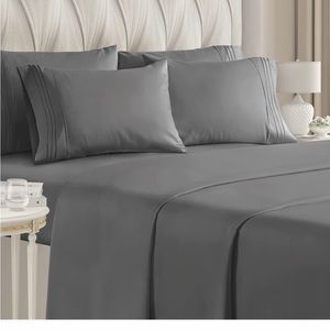Sheet Set-6 Piece Set-Hotel Luxury Bed Sheets-Extra Soft-Gray